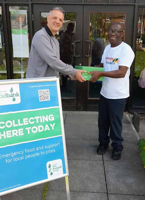 Robert Peprah Gyamfi donates food to Loughborough food bank