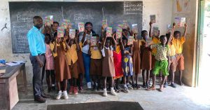 Donating books in Ghana